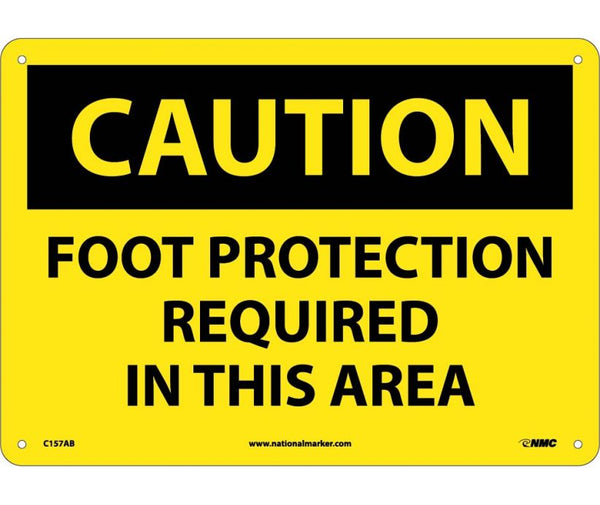 CAUTION, FOOT PROTECTION REQUIRED IN THIS AREA, 10X14, .040 ALUM