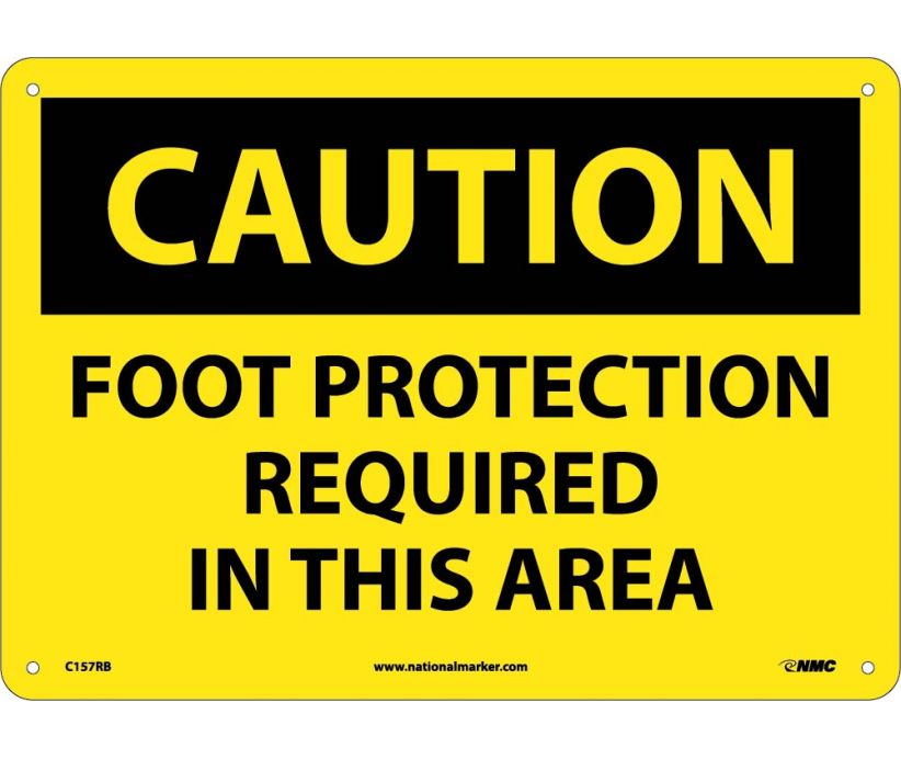 CAUTION, FOOT PROTECTION REQUIRED IN THIS AREA, 10X14, RIGID PLASTIC