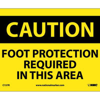 CAUTION, FOOT PROTECTION REQUIRED IN THIS AREA, 7X10, RIGID PLASTIC
