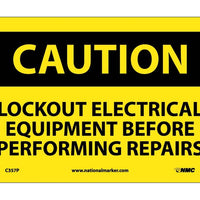 CAUTION, LOCKOUT ELECTRICAL EQUIPMENT BEFORE . . .., 7X10, PS VINYL