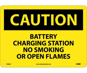 CAUTION, BATTERY CHARGING STATION NO SMOKING. . ., 10X14, .040 ALUM