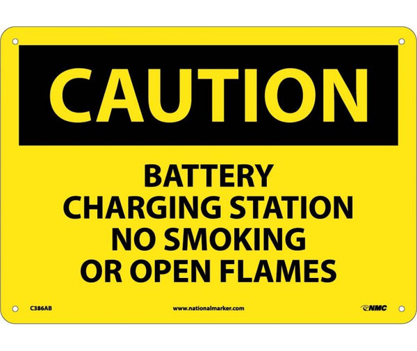 CAUTION, BATTERY CHARGING STATION NO SMOKING. . ., 10X14, .040 ALUM