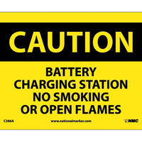 CAUTION, BATTERY CHARGING STATION NO SMOKING OR OPEN FLAMES, 7X10, .040 ALUM