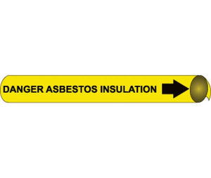 PIPEMARKER PRECOILED, DANGER ASBESTOS INSULATION B/Y, FITS 2 1/2"-3 1/4" PIPE