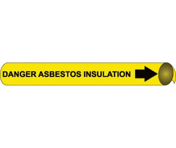 PIPEMARKER PRECOILED, DANGER ASBESTOS INSULATION B/Y, FITS 2 1/2