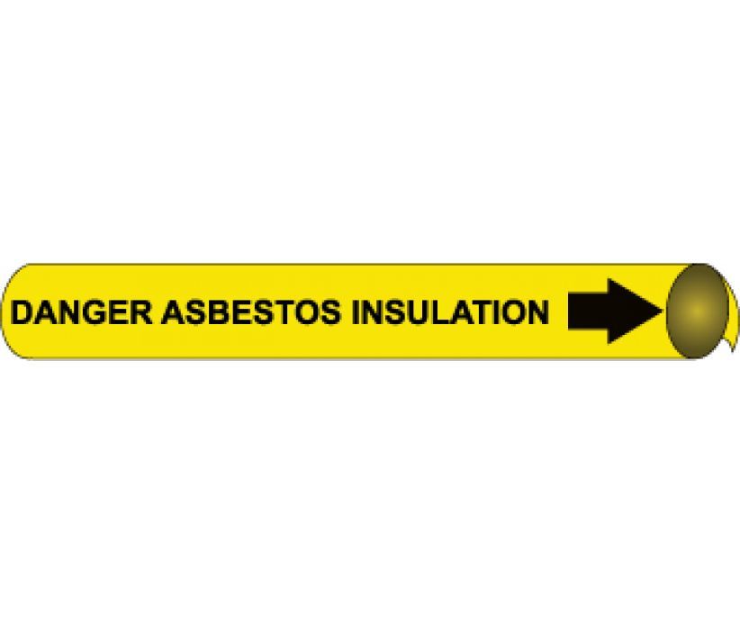 PIPEMARKER PRECOILED, DANGER ASBESTOS INSULATION B/Y, FITS 2 1/2