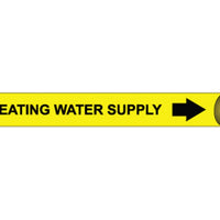 PIPEMARKER PRECOILED, HEATING WATER SUPPLY B/Y, FITS 2 1/2"-3 1/4" PIPE