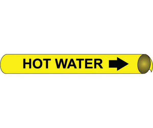 PIPEMARKER PRECOILED, HOT WATER B/Y, FITS 2 1/2
