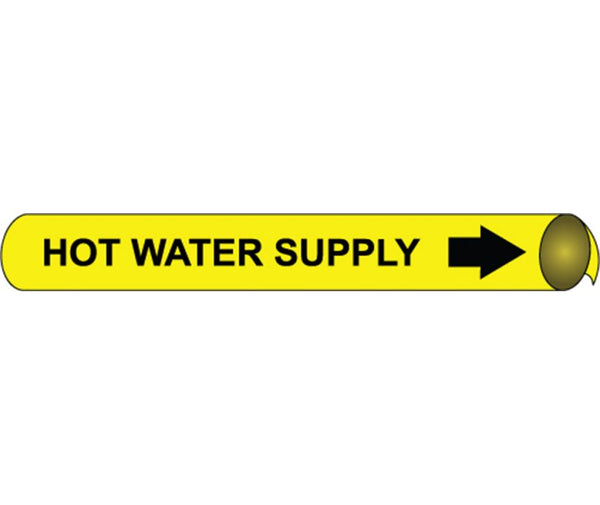 PIPEMARKER PRECOILED, HOT WATER SUPPLY B/Y, FITS 2 1/2