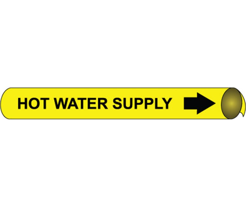 PIPEMARKER PRECOILED, HOT WATER SUPPLY B/Y, FITS 2 1/2