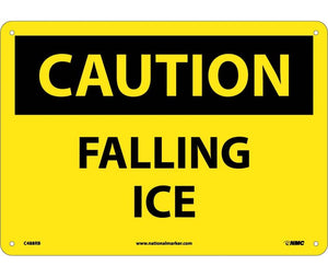 CAUTION, FALLING ICE, 10X14, RIGID PLASTIC