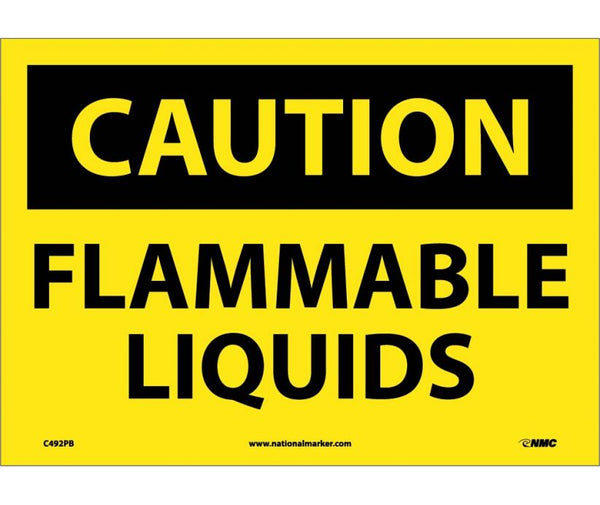CAUTION, FLAMMABLE LIQUIDS,10X14, PS VINYL