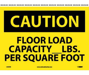 CAUTION, FLOOR LOAD CAPACITY__LBS. PER SQUARE FOOT, 10X14, PS VINYL