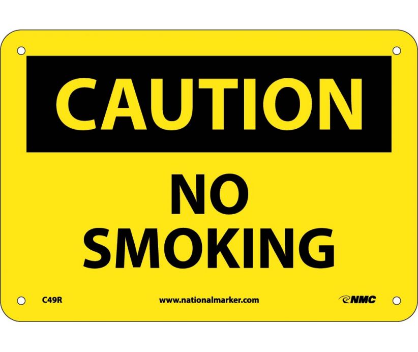 CAUTION, NO SMOKING, 7X10, RIGID PLASTIC