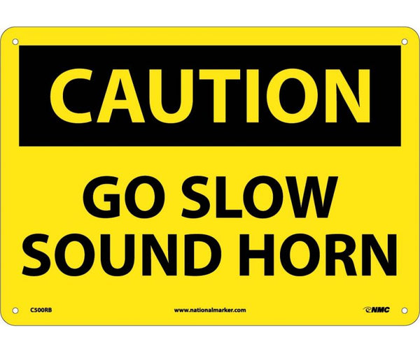 CAUTION, GO SLOW SOUND HORN, 10X14, RIGID PLASTIC