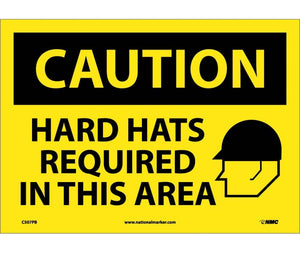 CAUTION, HARD HATS REQUIRED IN THIS AREA, GRAPHIC, 10X14, PS VINYL