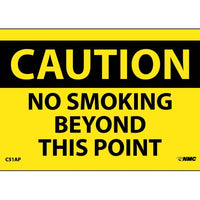 CAUTION, NO SMOKING BEYOND THIS POINT, 3X5, PS VINYL, 5PK