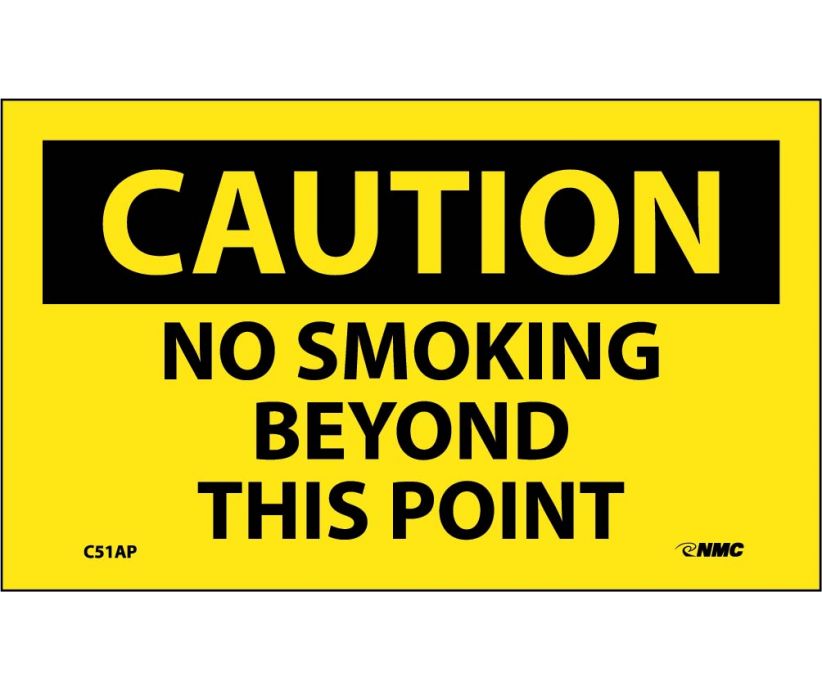 CAUTION, NO SMOKING BEYOND THIS POINT, 3X5, PS VINYL, 5PK