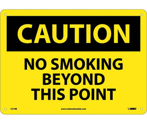 CAUTION, NO SMOKING BEYOND THIS POINT, 10X14, RIGID PLASTIC