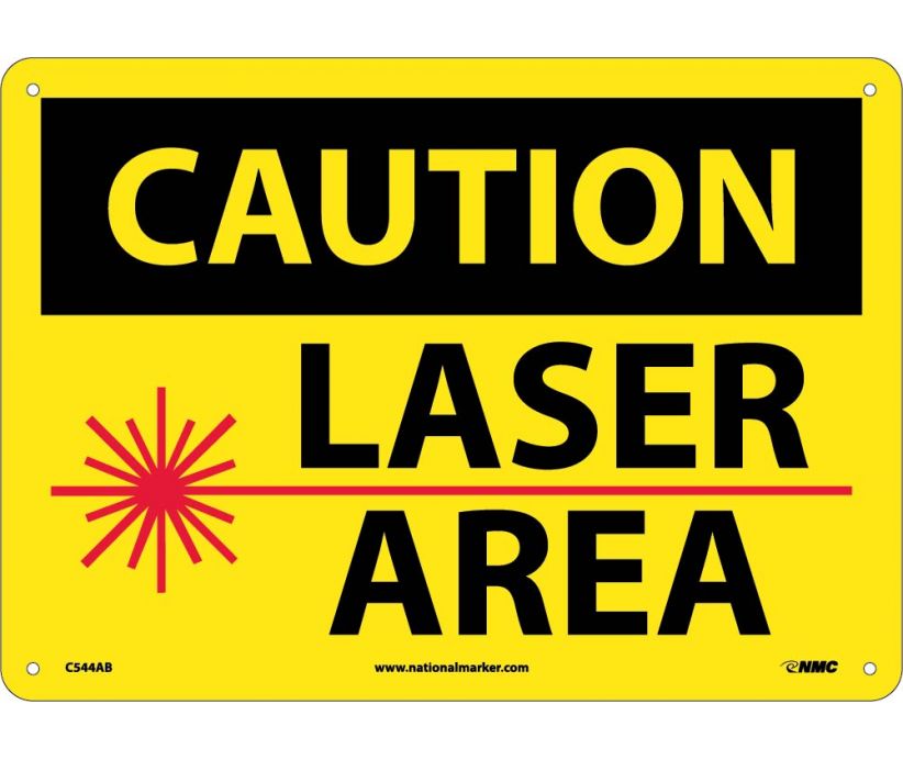 CAUTION, LASER AREA, GRAPHIC, 10X14, .040 ALUM
