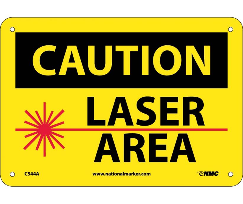 CAUTION, LASER AREA, GRAPHIC, 7X10, .040 ALUM