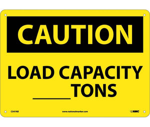 CAUTION, LOAD CAPACITY__TONS, 10X14, .040 ALUM