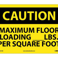CAUTION, MAXIMUM FLOOR LOADING__LBS. PER SQUARE FOOT, 10X14, .040 ALUM