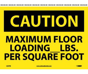 CAUTION, MAXIMUM FLOOR LOADING__LBS. PER SQUARE FOOT, 10X14, PS VINYL
