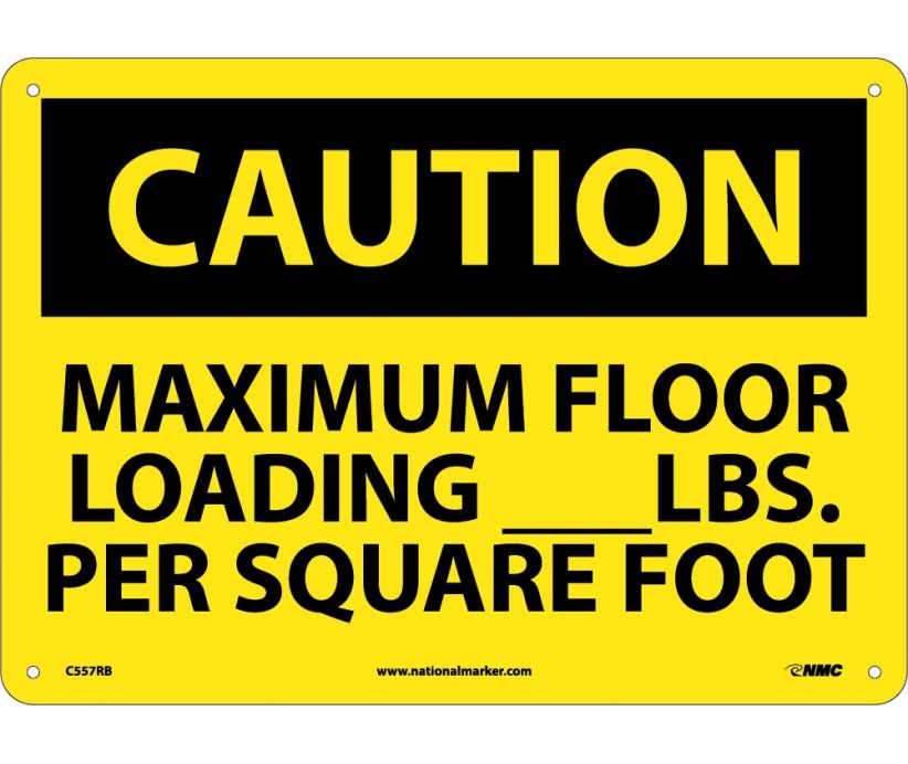 CAUTION, MAXIMUM FLOOR LOADING__LBS. PER SQUARE FOOT, 10X14, RIGID PLASTIC