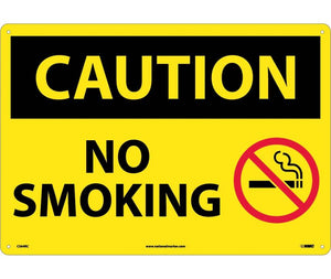 CAUTION, NO SMOKING, GRAPHIC, 14X20, RIGID PLASTIC