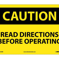 CAUTION, READ DIRECTIONS BEFORE OPERATING, 10X14, RIGID PLASTIC