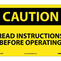 CAUTION, READ INSTRUCTIONS BEFORE OPERATING, 10X14, RIGID PLASTIC