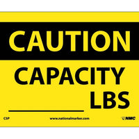 CAUTION, CAPACITY ______ LBS, 7X10, PS VINYL