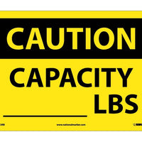CAUTION, CAPACITY ______ LBS, 10X14, RIGID PLASTIC