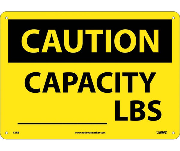 CAUTION, CAPACITY ______ LBS, 10X14, RIGID PLASTIC