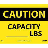 CAUTION, CAPACITY ______ LBS, 7X10, RIGID PLASTIC