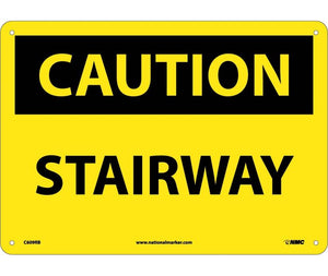 CAUTION, STAIRWAY, 10X14, RIGID PLASTIC