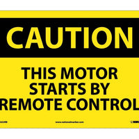 CAUTION, THIS MOTOR STARTS BY REMOTE CONTROL, 10X14, RIGID PLASTIC