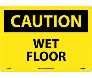 CAUTION, WET FLOOR, 10X14, RIGID PLASTIC