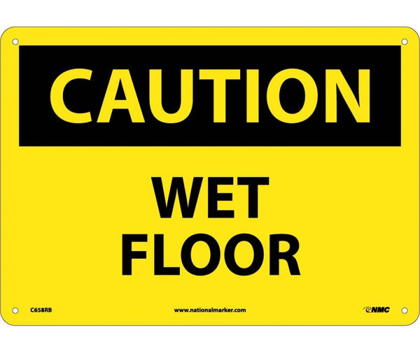CAUTION, WET FLOOR, 10X14, RIGID PLASTIC