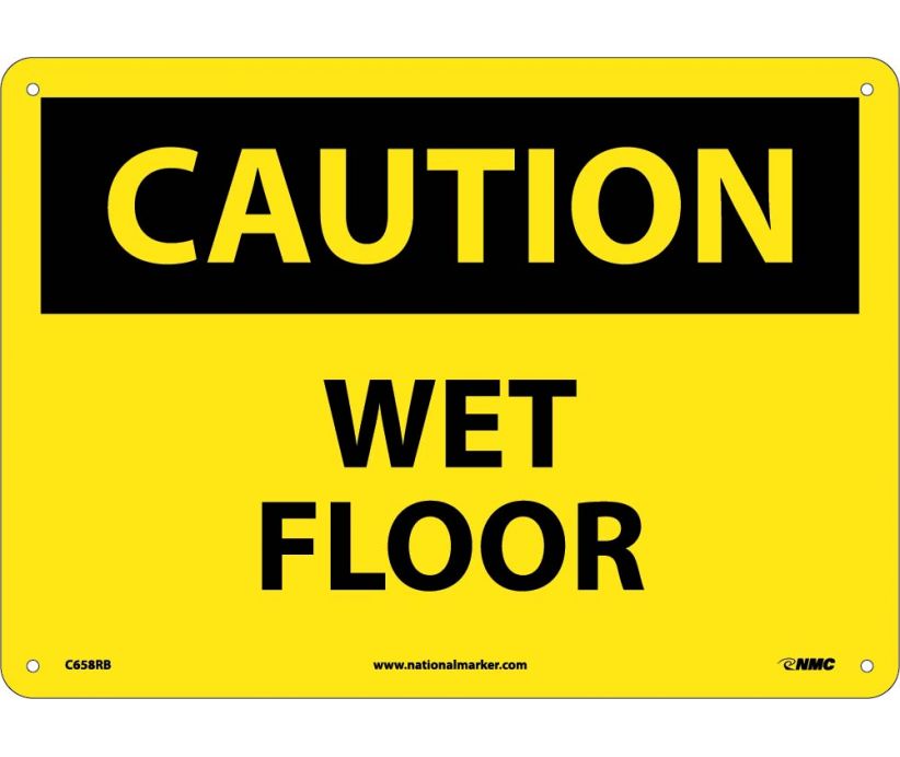 CAUTION, WET FLOOR, 10X14, RIGID PLASTIC