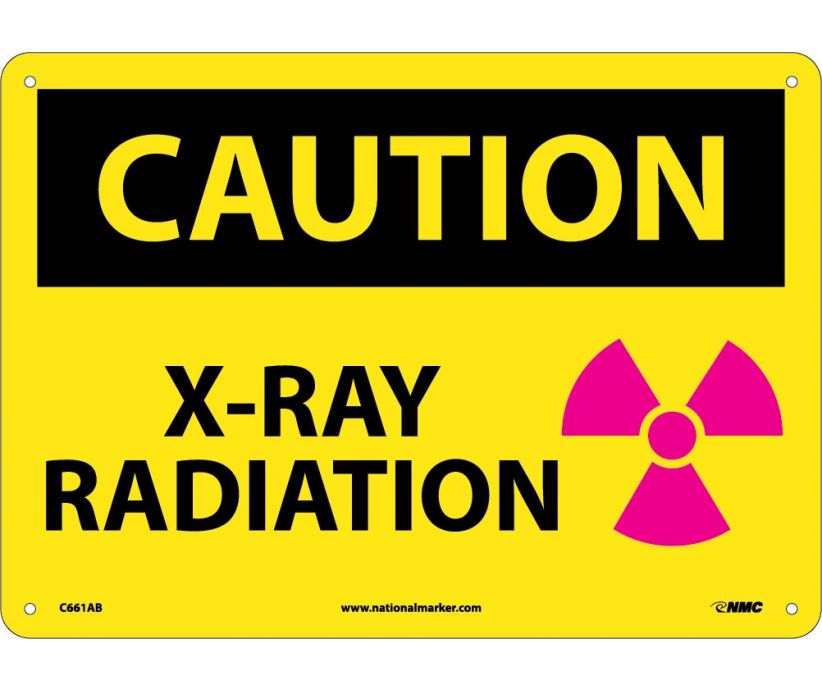 CAUTION, X-RAY RADIATION, GRAPHIC, 10X14, .040 ALUM