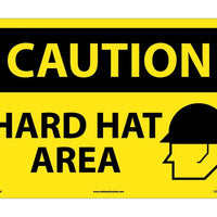 CAUTION, HARD HAT AREA, GRAPHIC, 14X20,  RIGID PLASTIC