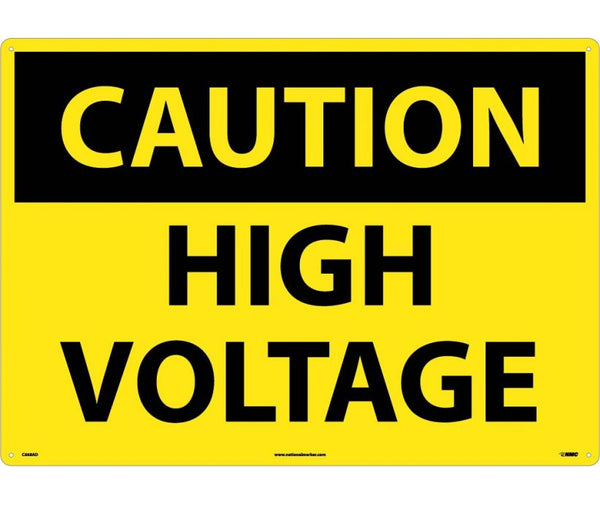 CAUTION, HIGH VOLTAGE, 20X28, .040 ALUM