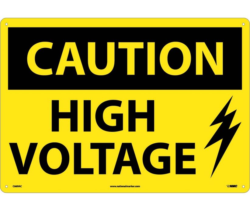 CAUTION, HIGH VOLTAGE, GRAPHIC, 14X20, .040 ALUM