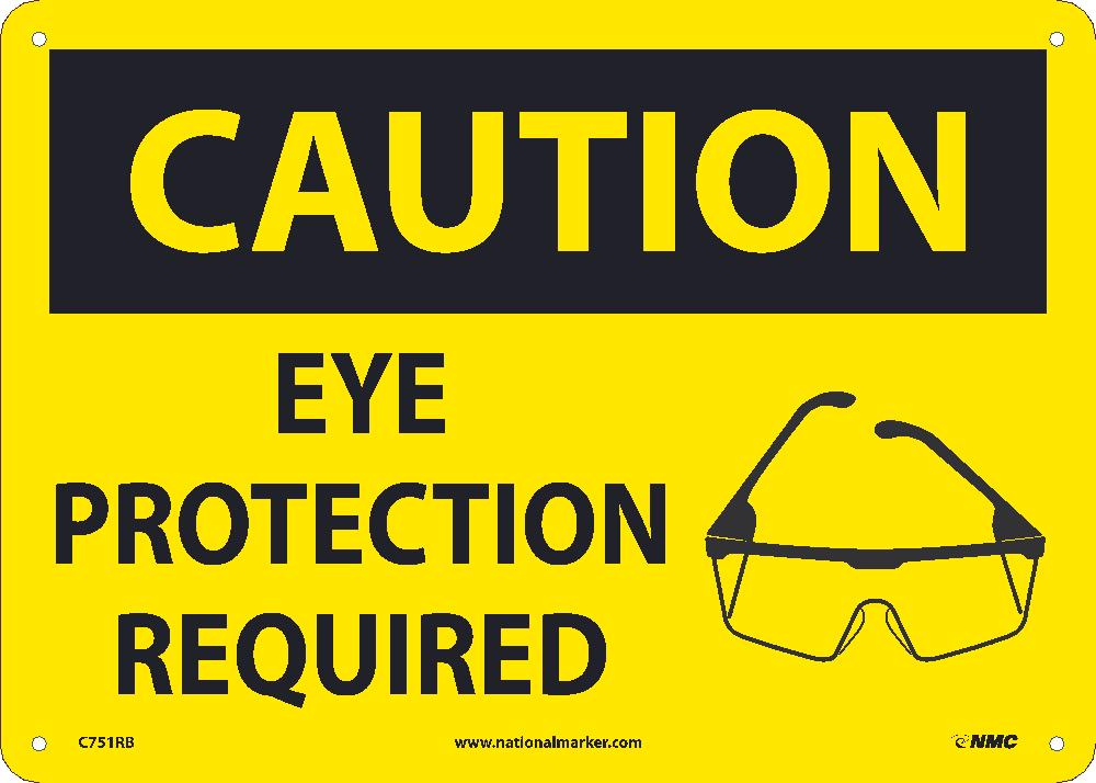 EYE PROTECTION SIGN, 10 X 14, RIGID PLASTIC