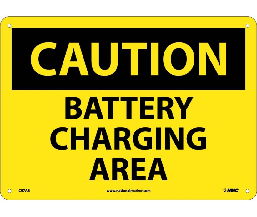 CAUTION, BATTERY CHARGING AREA, 10X14, .040 ALUM