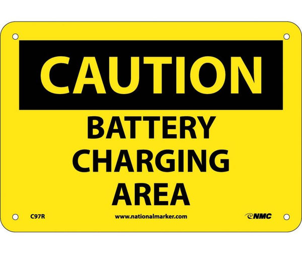 CAUTION, BATTERY CHARGING AREA, 7X10, RIGID PLASTIC
