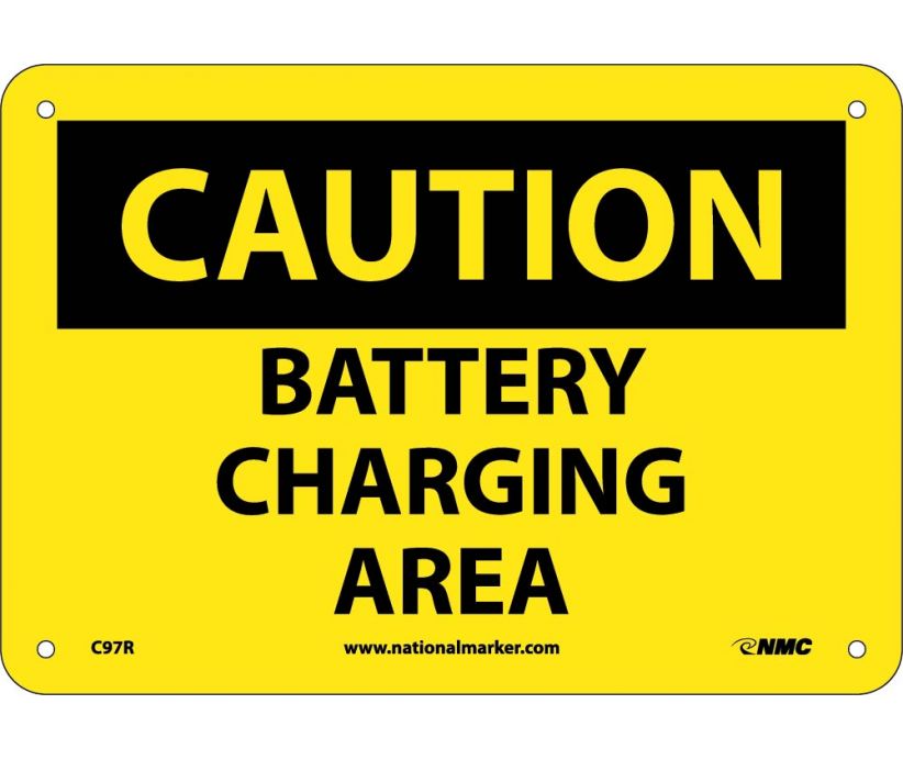 CAUTION, BATTERY CHARGING AREA, 7X10, RIGID PLASTIC