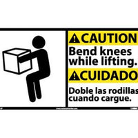 CAUTION, BEND KNEES WHILE LIFTING (BILINGUAL W/GRAPHIC), 10X18, PS VINYL